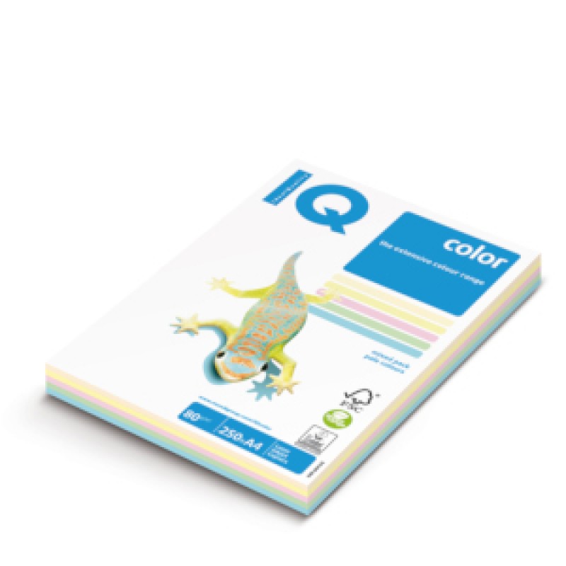 Carta IQ Color 80 Grammi-Risma Colori Tenui Assortiti Formato A4