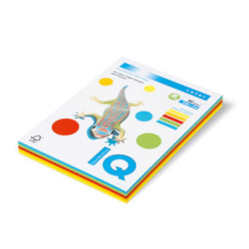 Carta IQ Color 80 Grammi-Risma Colori Forti Assortiti Formato A4